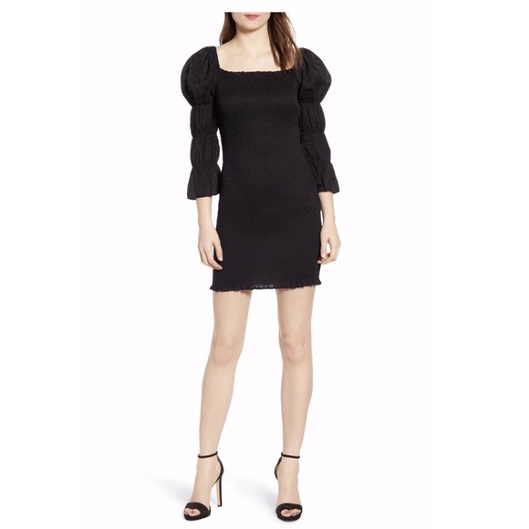 J.O.A Smock Puffed Bodycon Mini Dress - Picture 9 of 14